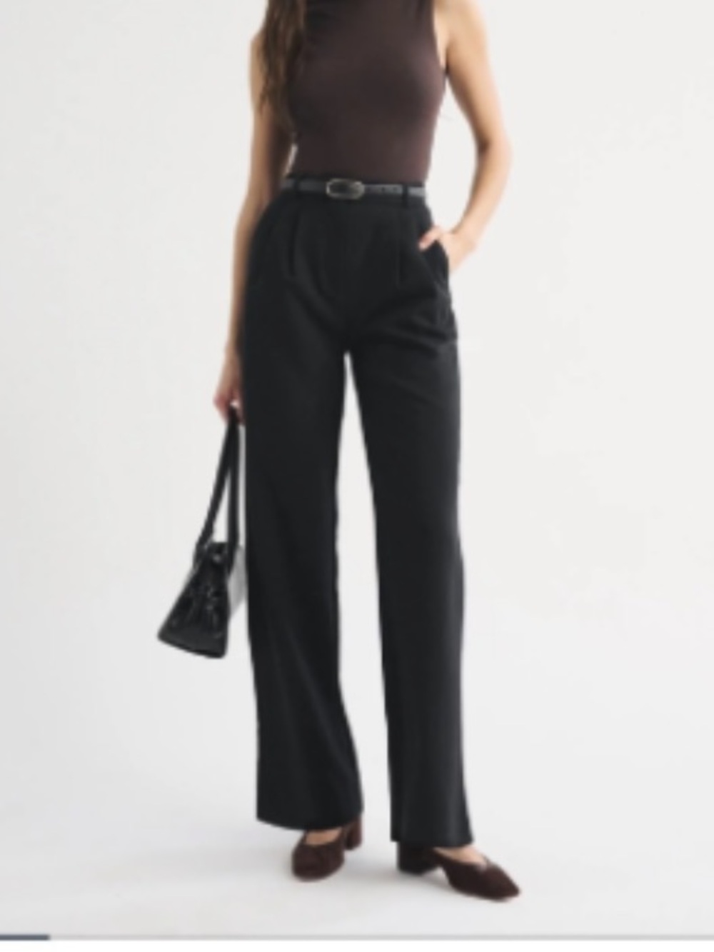 NWT size 27 A&F Sloane ultra high rise black tailored wide leg pants